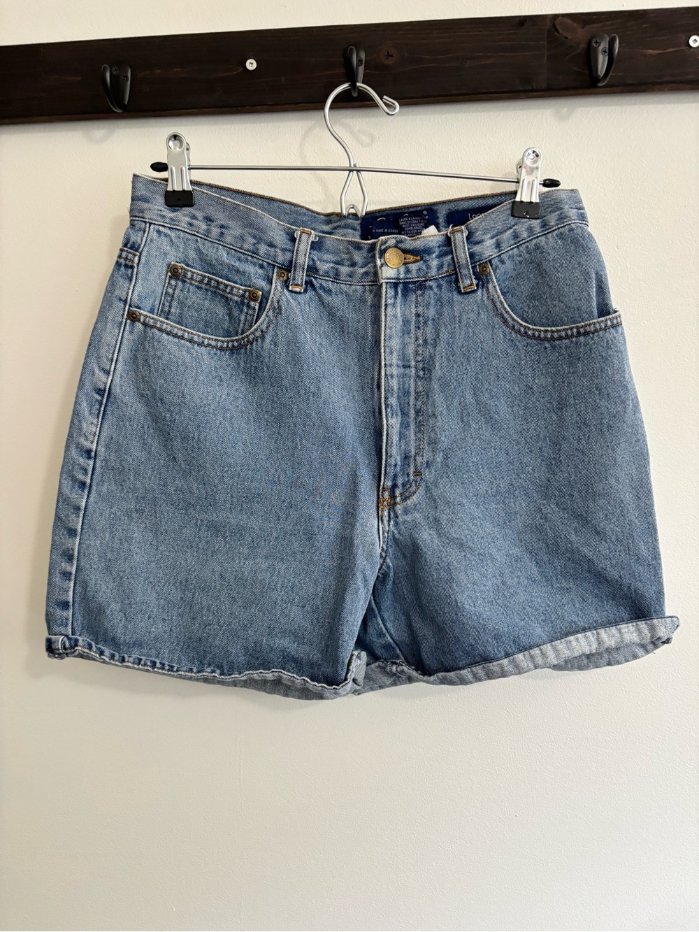 Eddie Bauer- Loose Fit- Blue Denim High-Waist Shorts- Size 12 Petite-100% Cotton